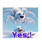 雪遊びするクモ:英語（個別スタンプ：1）