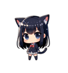 猫耳女子高生のちびキャラ冒険（個別スタンプ：1）