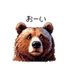 ドット絵 クマ 日常会話 40種 ヒグマ（個別スタンプ：19）