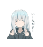 パーカーの女の子8個(銀髪)（個別スタンプ：1）