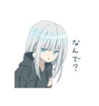 パーカーの女の子8個(銀髪)（個別スタンプ：3）
