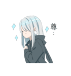 パーカーの女の子8個(銀髪)（個別スタンプ：8）