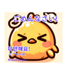 丸い可愛いひよこ♥韓国語♥翻訳付スタンプ（個別スタンプ：9）