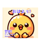 丸い可愛いひよこ♥韓国語♥翻訳付スタンプ（個別スタンプ：24）