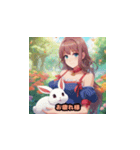 かわいい美女と楽しい動物のLINEスタンプ（個別スタンプ：2）