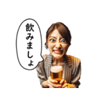 酒好きな美女【ビール・変顔・ネタ】（個別スタンプ：1）