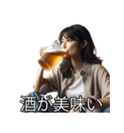 酒好きな美女【ビール・変顔・ネタ】（個別スタンプ：9）