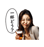 酒好きな美女【ビール・変顔・ネタ】（個別スタンプ：15）