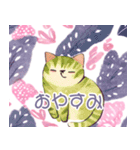 日常で使える猫 お花の水彩画（個別スタンプ：3）