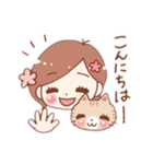 女の子と茶トラのにゃんこ（個別スタンプ：1）