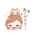 女の子と茶トラのにゃんこ（個別スタンプ：17）