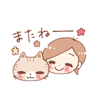 女の子と茶トラのにゃんこ（個別スタンプ：24）