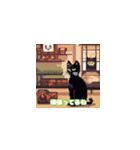 毎日使える黒猫ドットスタンプ（個別スタンプ：6）