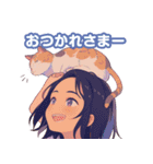 頭に猫乗ってる少女。その1（個別スタンプ：8）