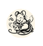 鳥獣戯画風ネズミ1（個別スタンプ：5）