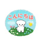 【挨拶】白いトイプードル仔犬/修正版（個別スタンプ：7）