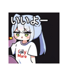 ちびキャラTシャツ女子（個別スタンプ：22）