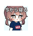 ちびキャラTシャツ女子（個別スタンプ：34）