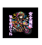 バイク女子ツーリング2黒（個別スタンプ：2）