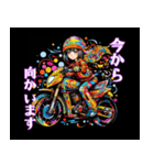 バイク女子ツーリング2黒（個別スタンプ：4）