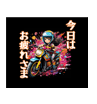 バイク女子ツーリング2黒（個別スタンプ：8）