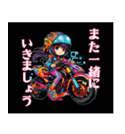 バイク女子ツーリング2黒（個別スタンプ：13）