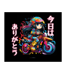 バイク女子ツーリング2黒（個別スタンプ：14）