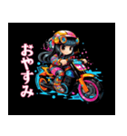 バイク女子ツーリング2黒（個別スタンプ：16）