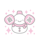 ピンク色スノーマン3【推し活・オタ活】（個別スタンプ：1）