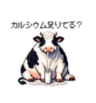 食と向き合う太っちょウシ ドット絵（個別スタンプ：17）