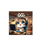 Cat in FPS Action: Anime Stickers（個別スタンプ：11）