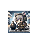 Cat in FPS Action: Anime Stickers（個別スタンプ：17）