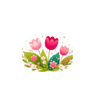 チューリップお花アートスタンプ（個別スタンプ：4）