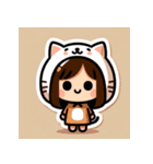 猫の帽子をかぶった女の子スタンプ（個別スタンプ：7）