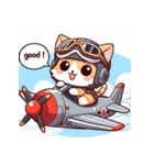 戦闘機に乗った子猫（個別スタンプ：16）