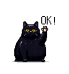 太っちょ黒猫 ドット絵 日常会話 40種（個別スタンプ：7）