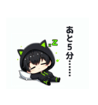 黒×緑パーカーの黒髪猫耳男子スタンプ（個別スタンプ：5）