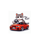 GTカーの猫の冒険（個別スタンプ：4）