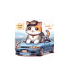 GTカーの猫の冒険（個別スタンプ：17）