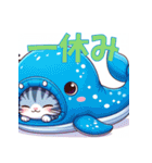 クジラの着ぐるみを着たかわいい子猫（個別スタンプ：28）