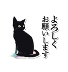シンプル黒猫☆あいさつスタンプ（個別スタンプ：5）