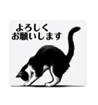 挨拶する白黒猫（個別スタンプ：13）