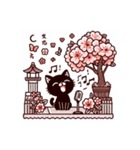 桜 黒猫（個別スタンプ：1）