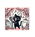 桜 黒猫（個別スタンプ：4）