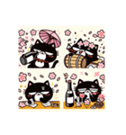 桜 黒猫（個別スタンプ：6）