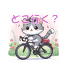 ロードバイクに乗ったかわいい子猫（個別スタンプ：5）