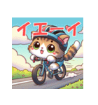 ロードバイクに乗ったかわいい子猫（個別スタンプ：15）