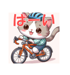 ロードバイクに乗ったかわいい子猫（個別スタンプ：18）