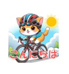 ロードバイクに乗ったかわいい子猫（個別スタンプ：21）