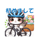 ロードバイクに乗ったかわいい子猫（個別スタンプ：22）